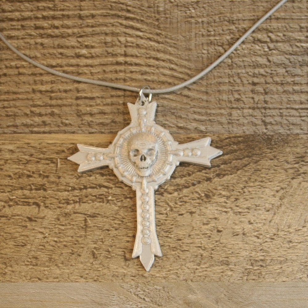 Skull Cross Pendant 3D Printed Necklace Jewelry Unique Gothic Knot